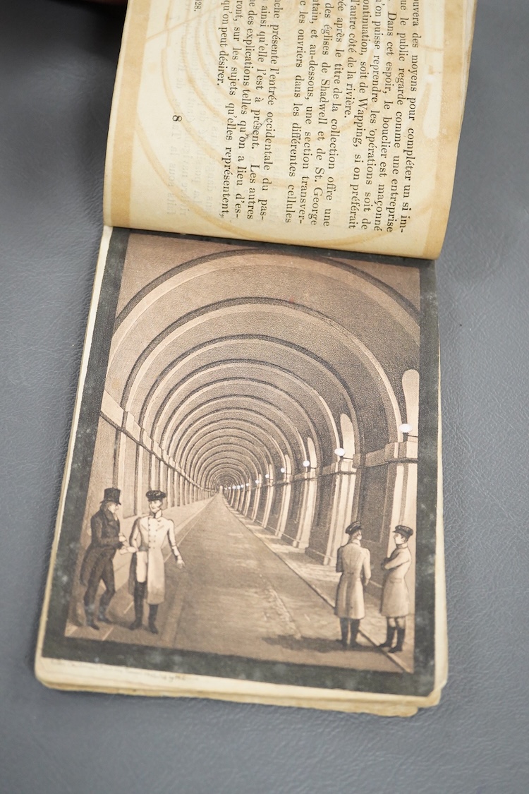 [Thames Tunnel] Equisses des Travaux du Passage de Communication de Rotherhithe à Wapping sous la Thames. tinted lithographic view, 11 other plates (2 folded, 1 with overlay) and 2 plates (1 folded, 1 d-page); original p